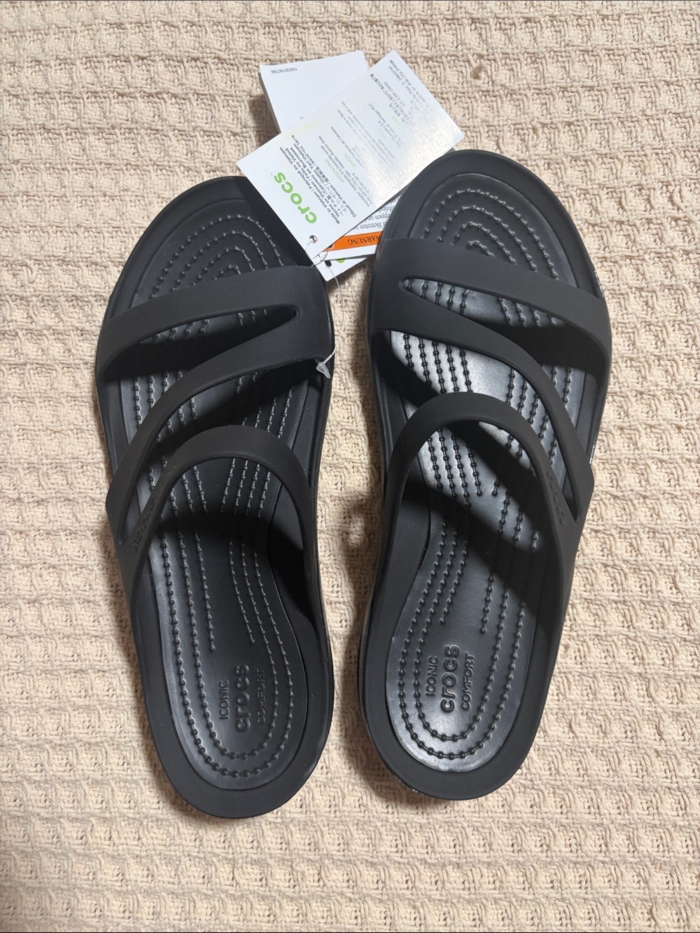 CROCS Women’s Black Dual-Strap Slide Sandals